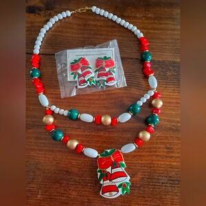 Vintage Christmas and holiday necklace and earrings set